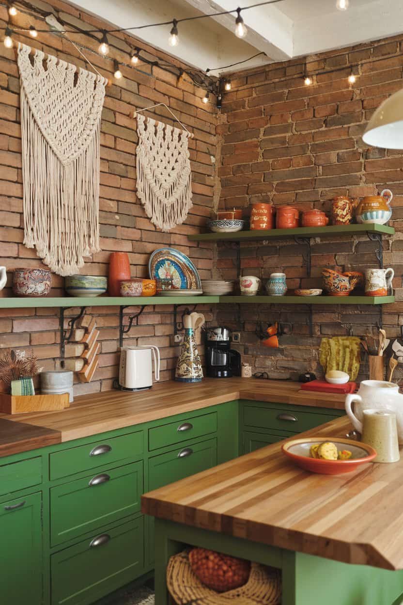 Vibrant Green and Rustic Accents