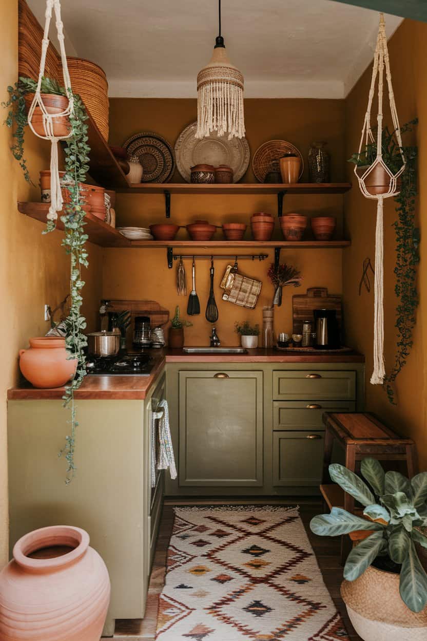 A Cozy Earth Toned Escape For Small Bohemian Kitchen Ideas