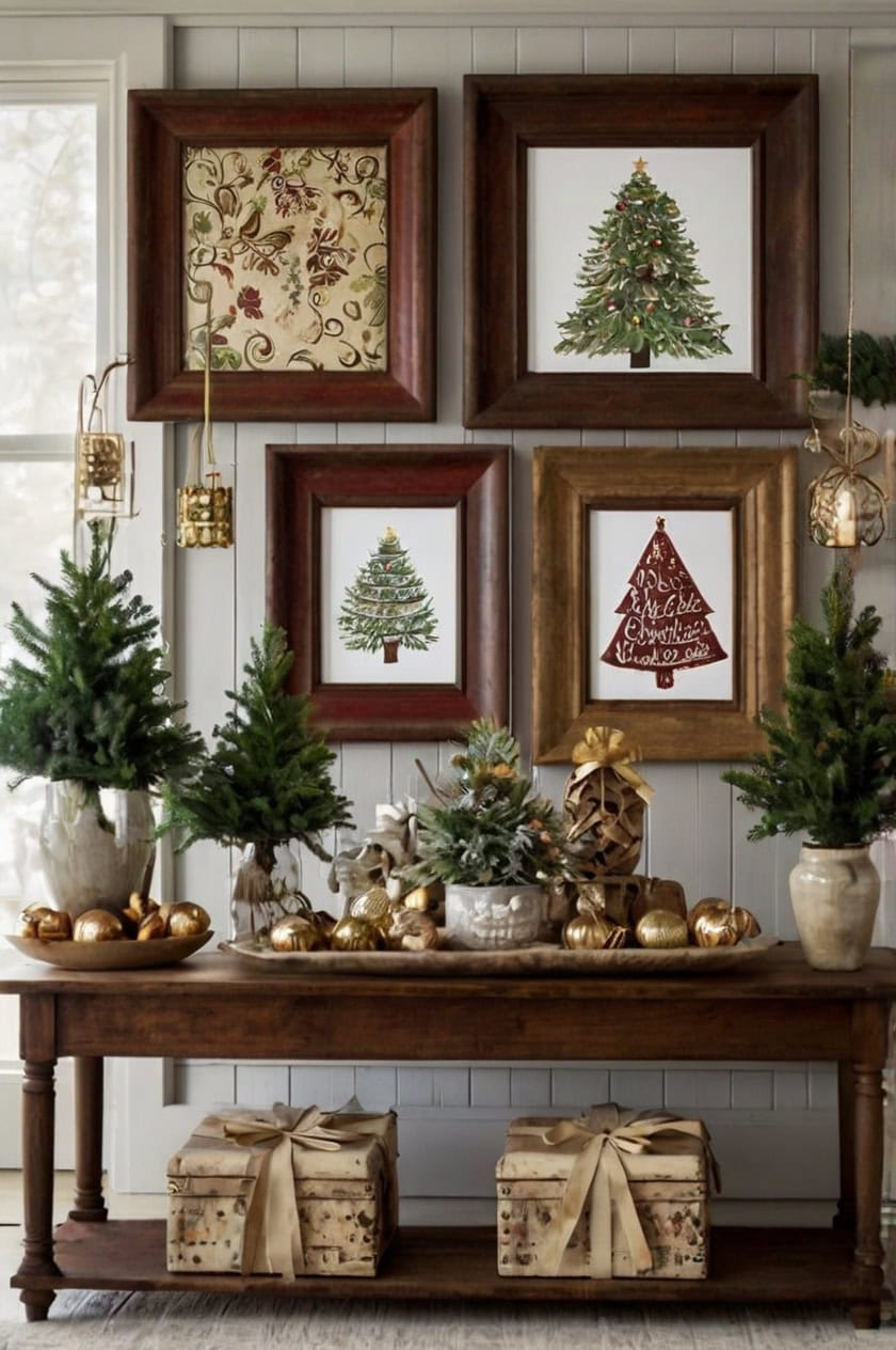 Artistic Holiday Display Christmas Decorating Ideas for Living Room Walls