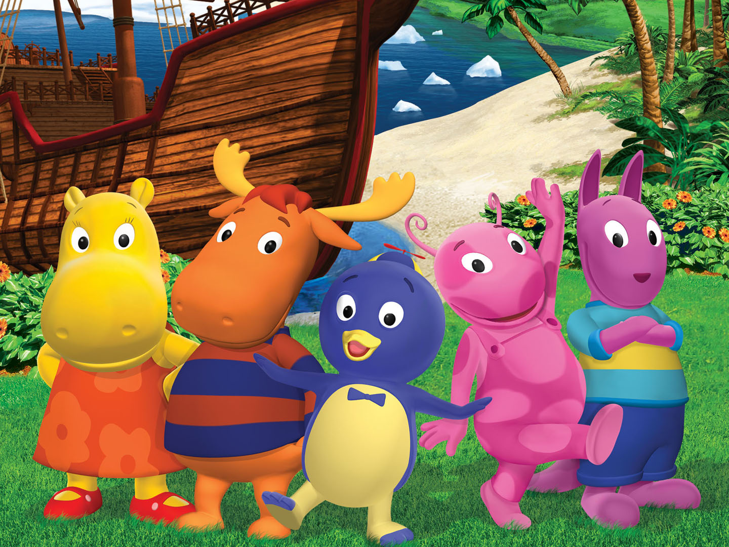 The Backyardigans. From Left: Tasha, Tyrone, Pablo, Uniqa, Austin