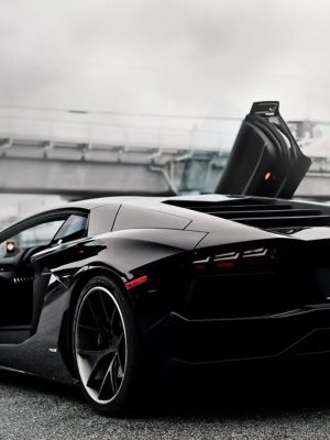 Black lamborghini aventador doors up