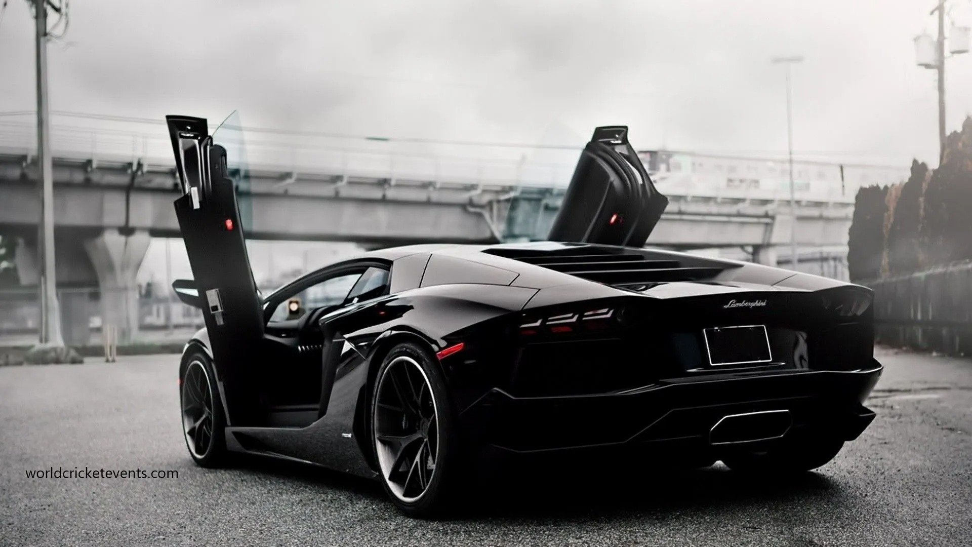 Black Lamborghini Aventador Doors Up