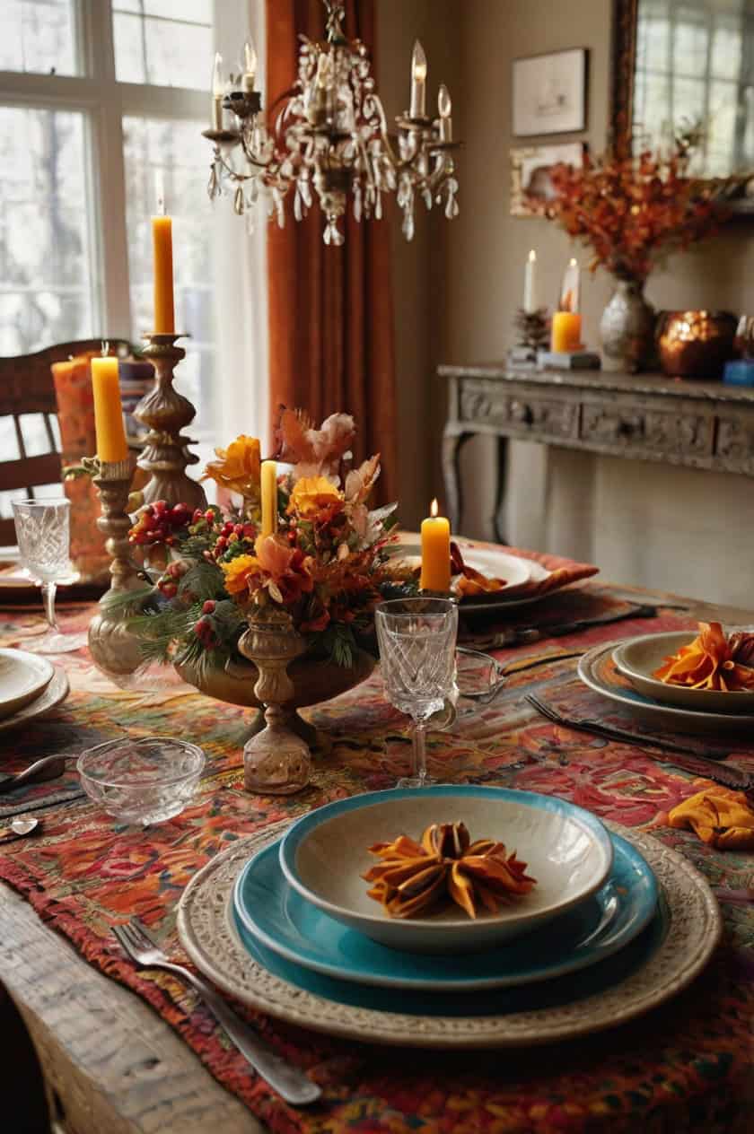 Bohemian Vibes Dining Room Table Christmas Decoration Ideas