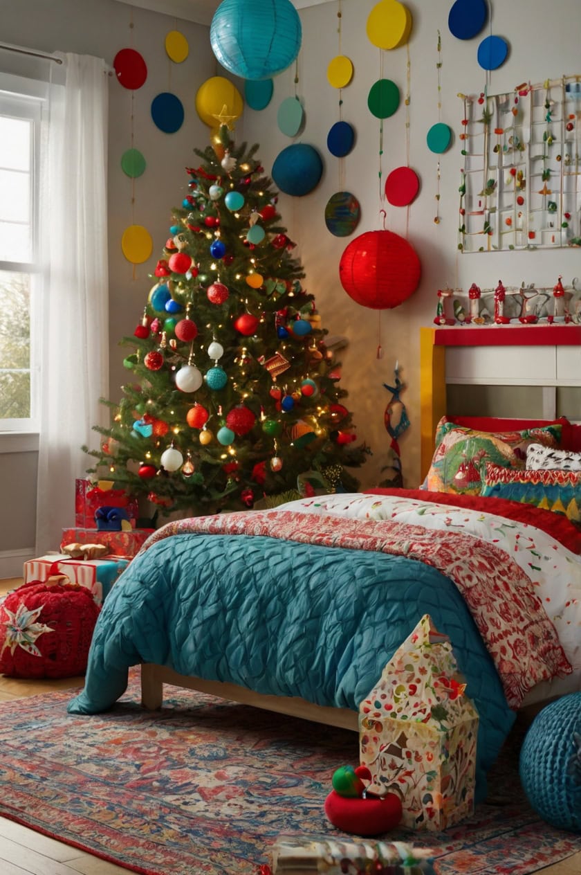 Bright And Bold Festive Fun Children Room Decoration Ideas for Christmas