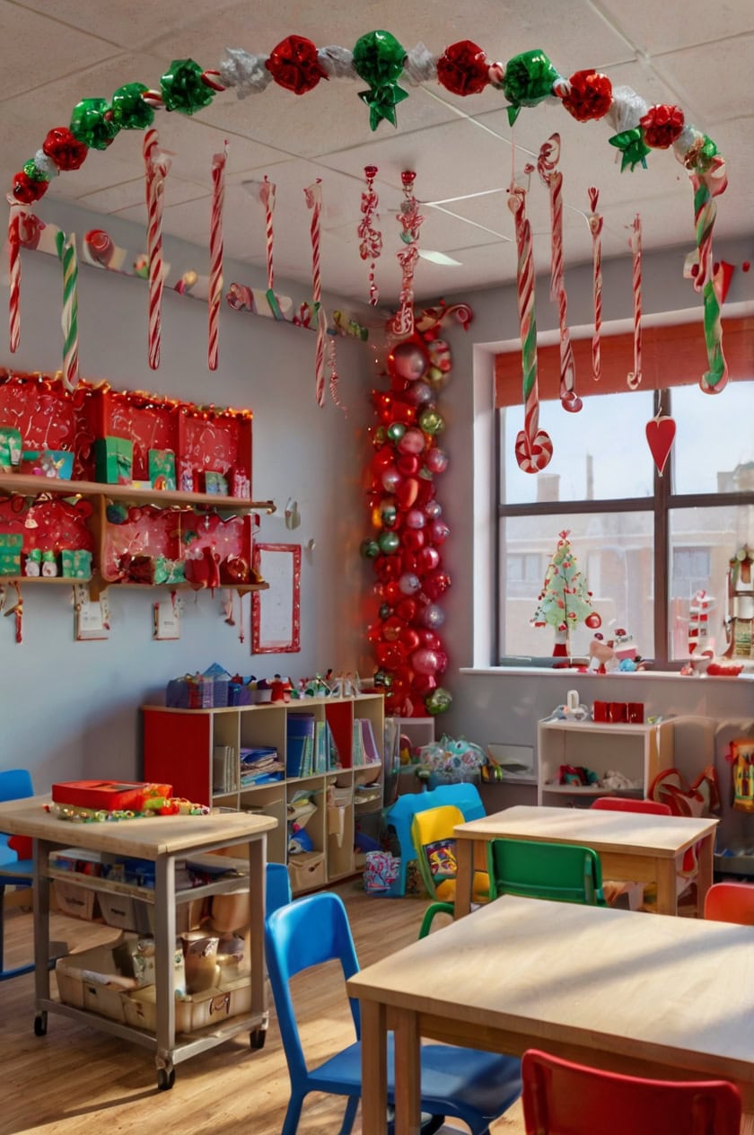 Candy Cane Delight Class Room Decoration Ideas for Christmas