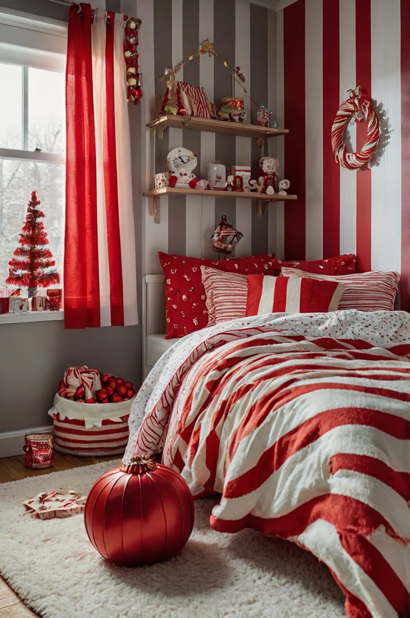 Candy Cane Extravaganza Children Room Decoration Ideas for Christmas