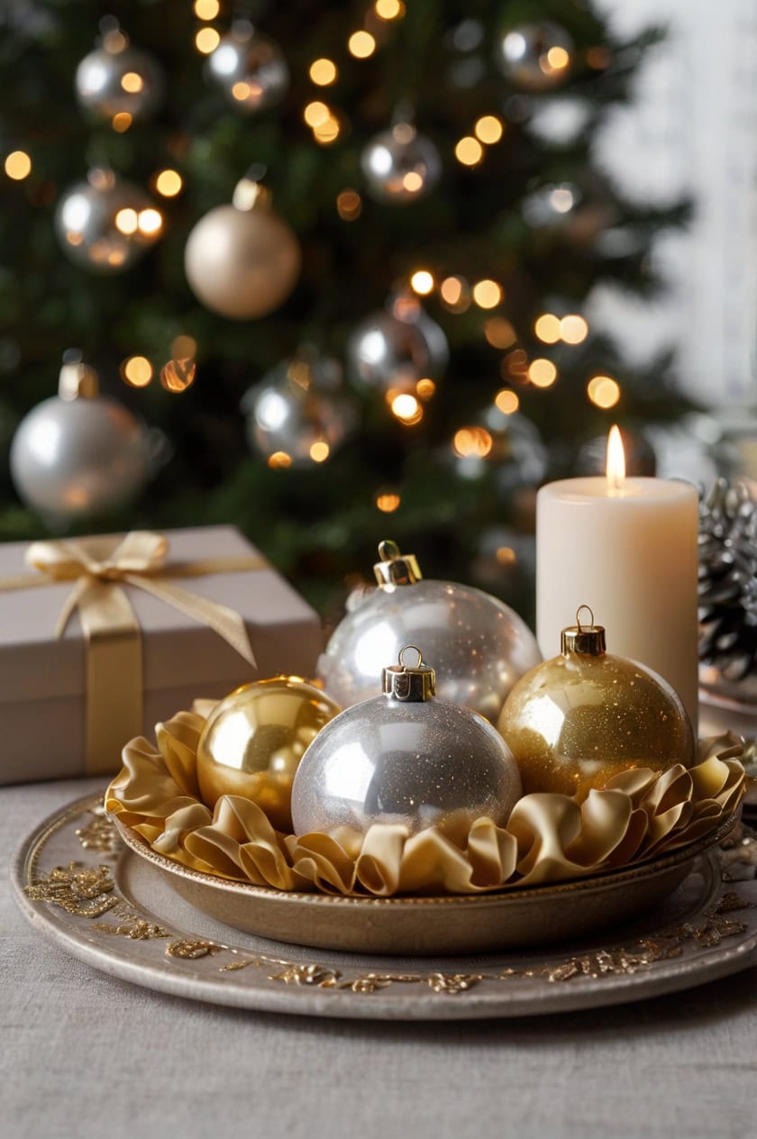 Classic Gold And Silver Elegance Small Cozy Christmas Decorating Ideas