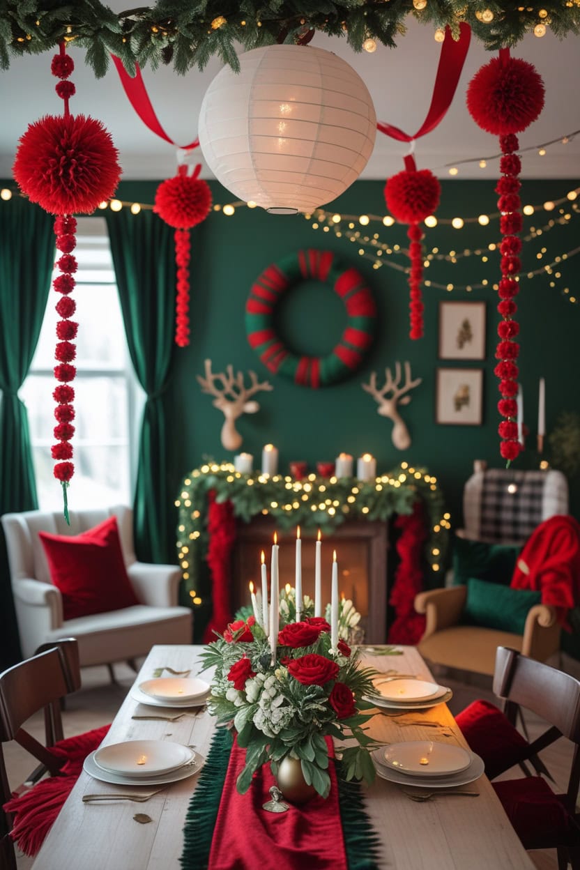 Classic Red, White, And Green Holiday Vibes New Year Decoration Ideas for Adults