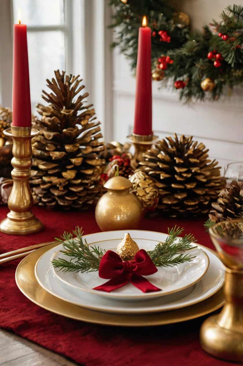 Classic Red And Gold Christmas Elegance Oval Living Room Table Decoration Ideas