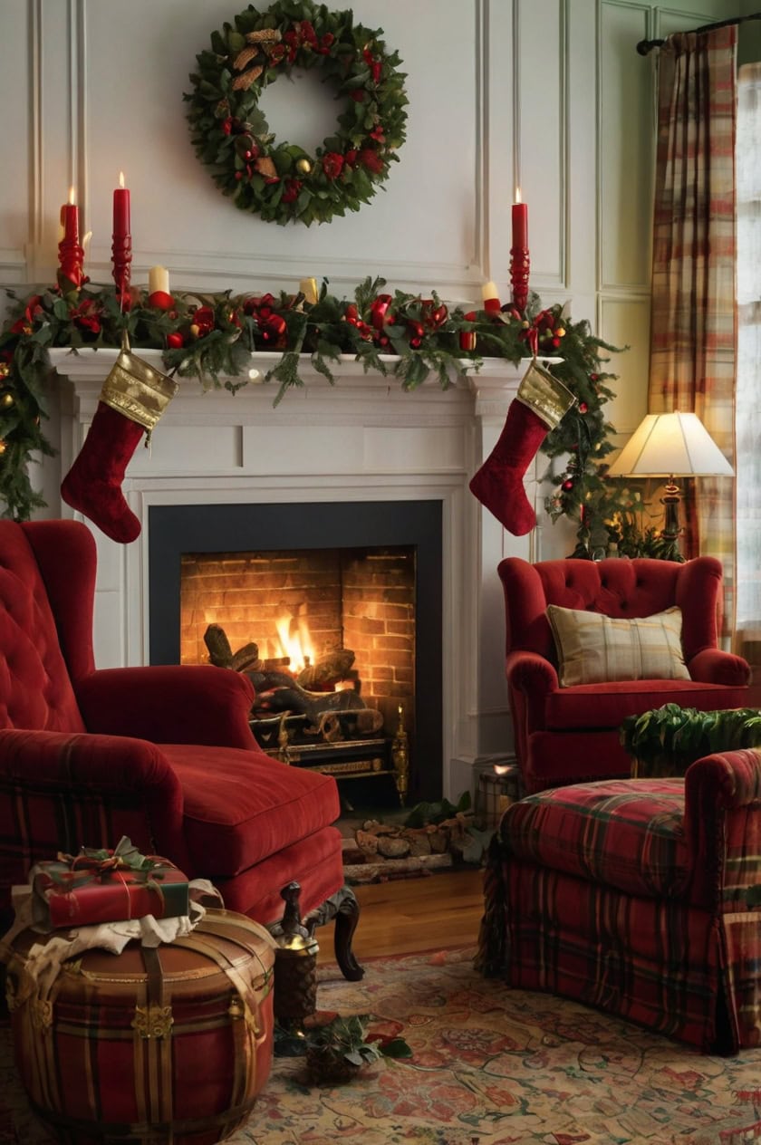 Classic Red And Green Christmas Party Room Decoration Ideas