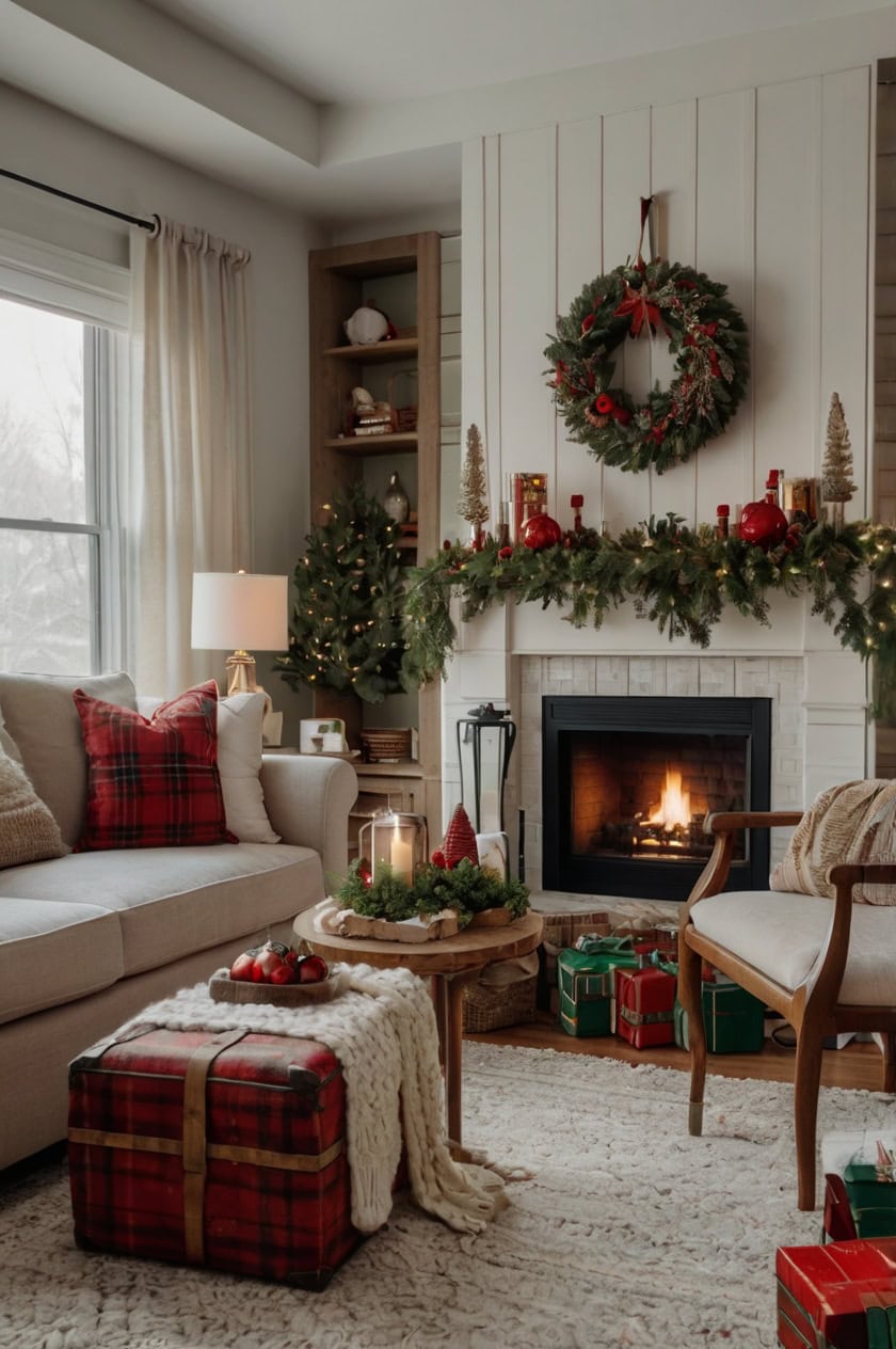 Classic Red And Green Simplified Cozy Minimalist Christmas Decor