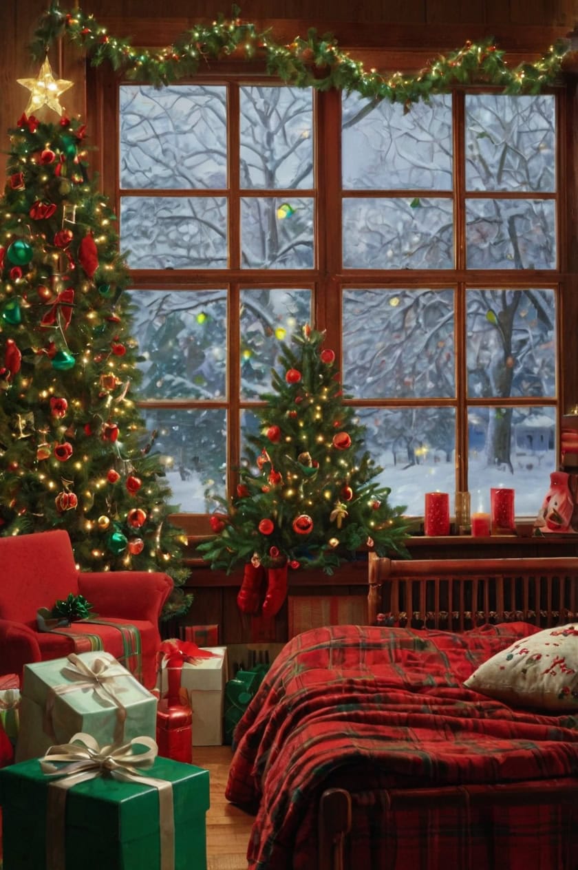 Classic Red And Green Theme Christmas Decoration Ideas for Dorm Room