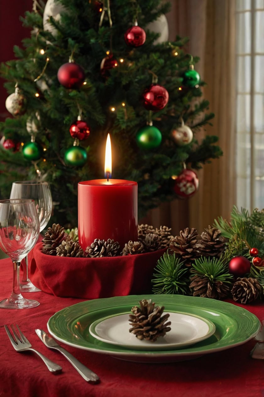 Classic Red And Green Theme Living Room Table Christmas Decoration Ideas