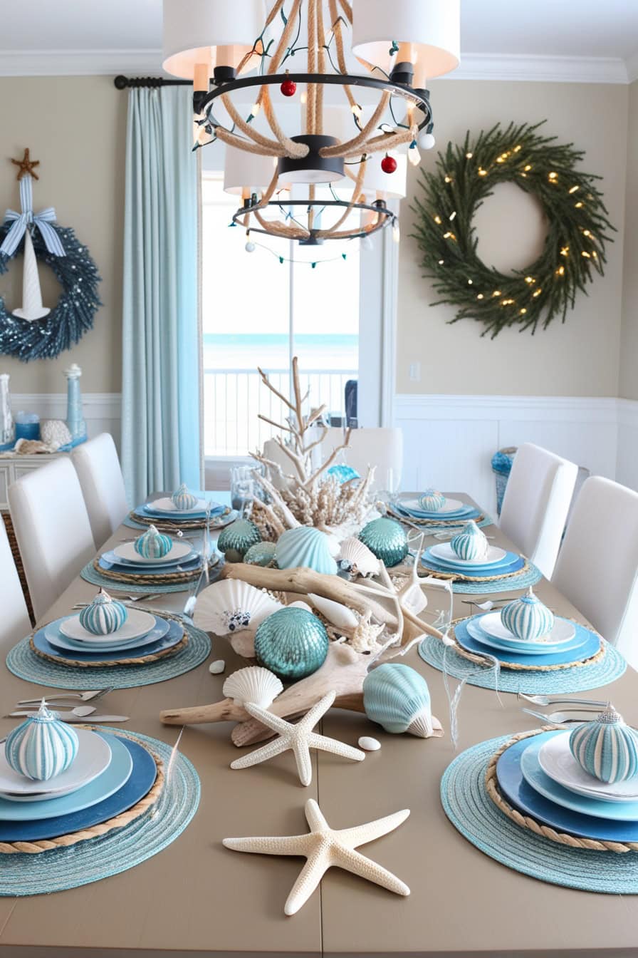 Coastal Christmas Dining Room Christmas Decorating Ideas