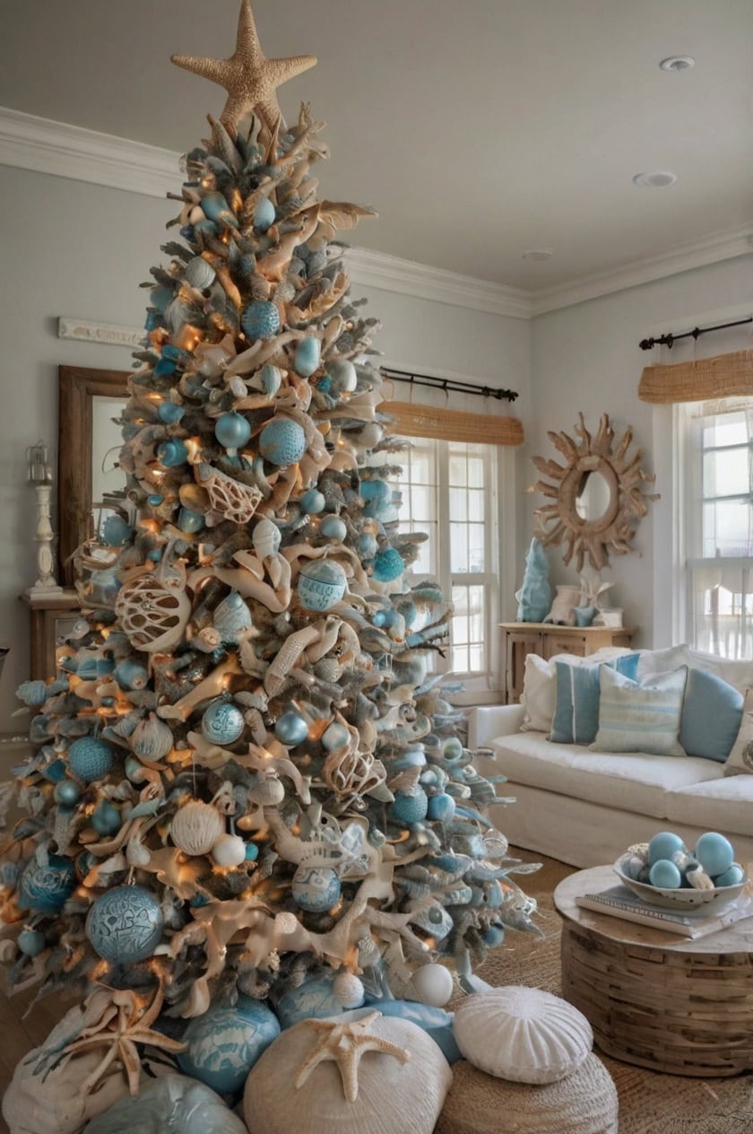 Coastal Christmas Decor Living Room Ideas No Fireplace 4