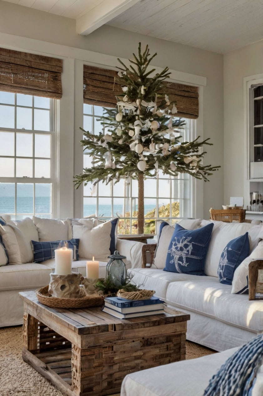 Coastal Christmas Retreat Small Living Room Christmas Decorating Ideas