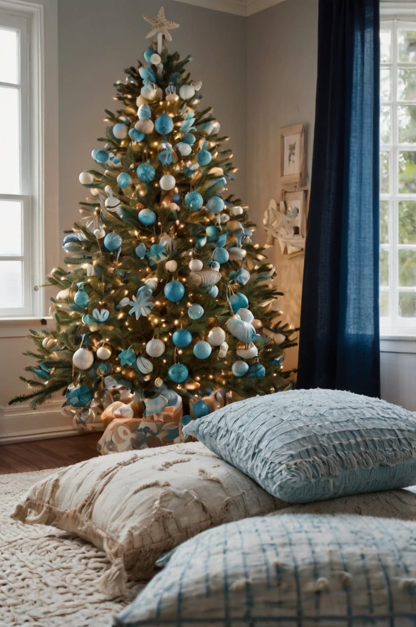 Coastal Christmas Retreat Christmas Decor Ideas for Apartment Living Room