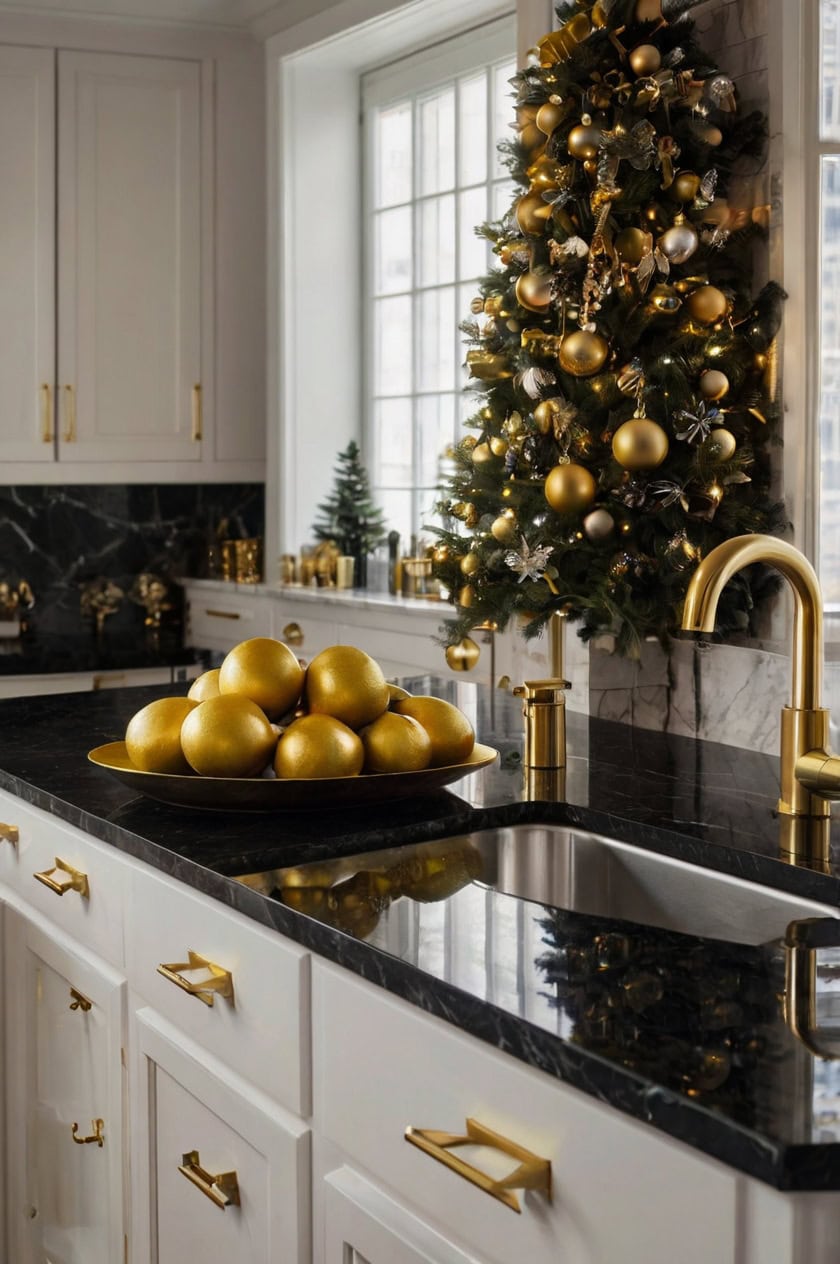 Contemporary Luxe Cozy Christmas Kitchen