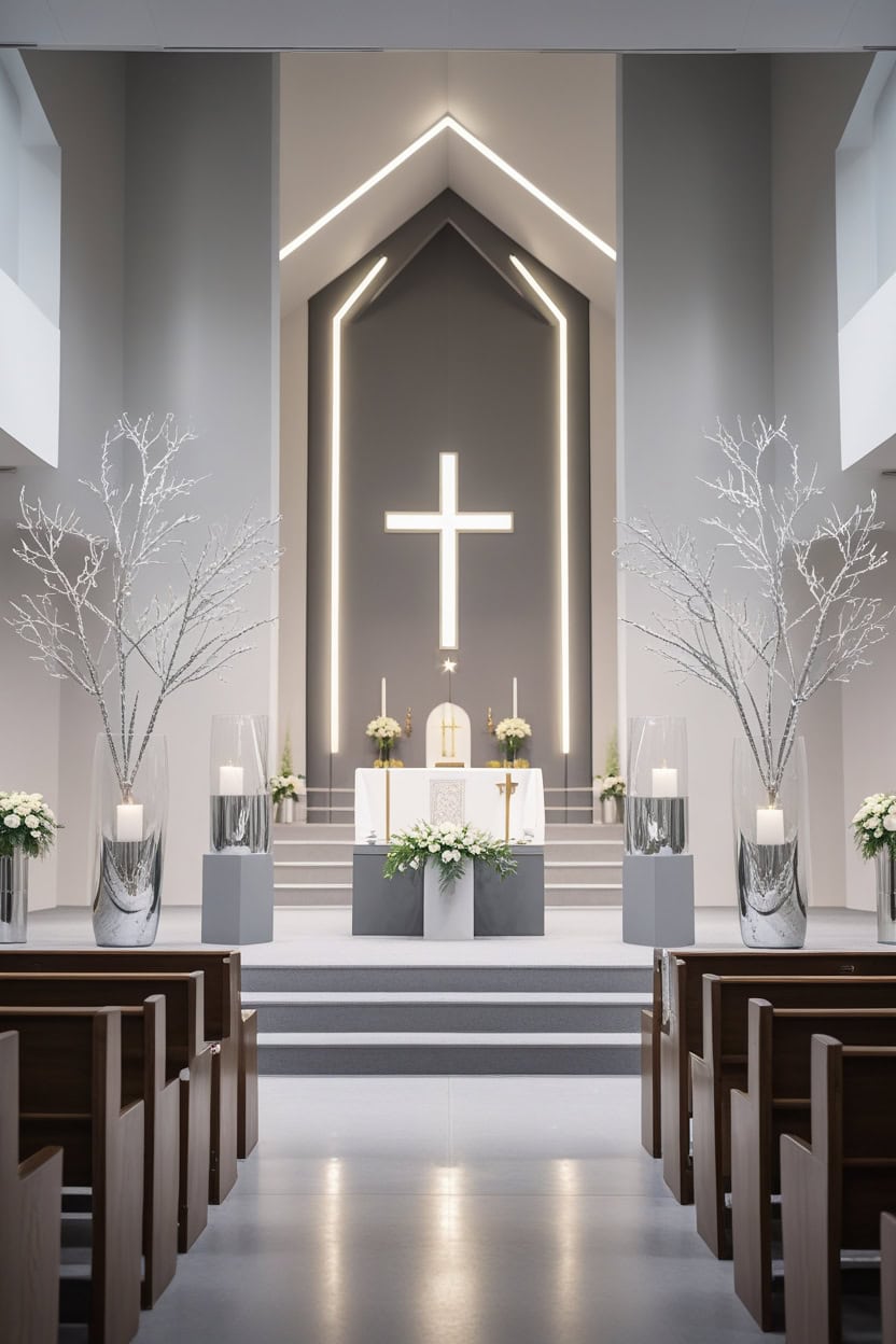 Contemporary Minimalist Approach New Year Decoration Ideas for Church