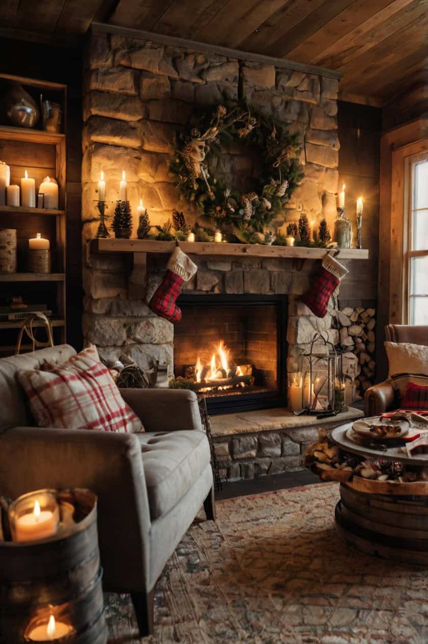 Cozy Cabin Cozy Christmas Fireplace Decoration