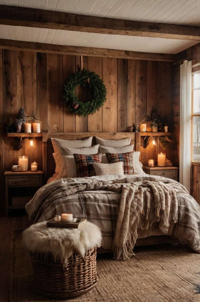 Cozy Cabin In The Woods Christmas Decorations in Bedroom