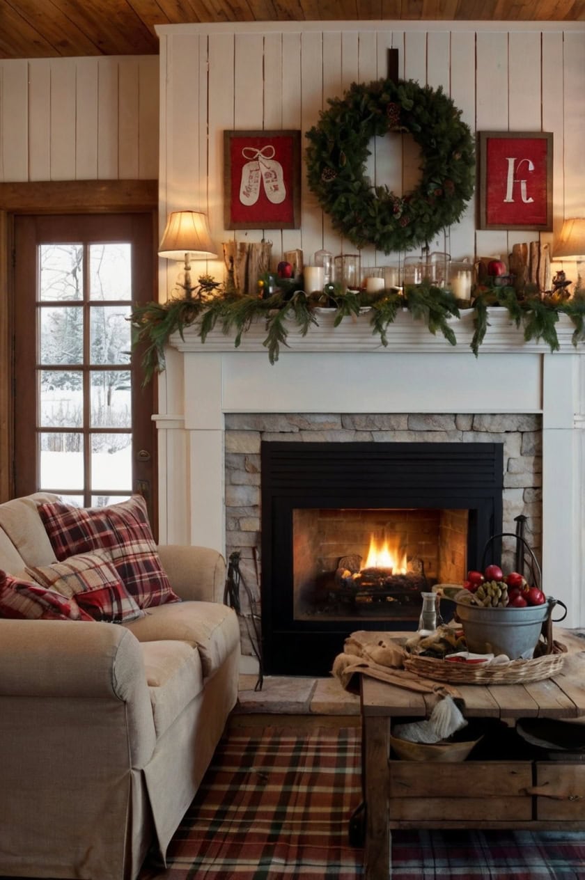 Cozy Farmhouse Christmas Christmas Decorating Ideas for Living Room Walls