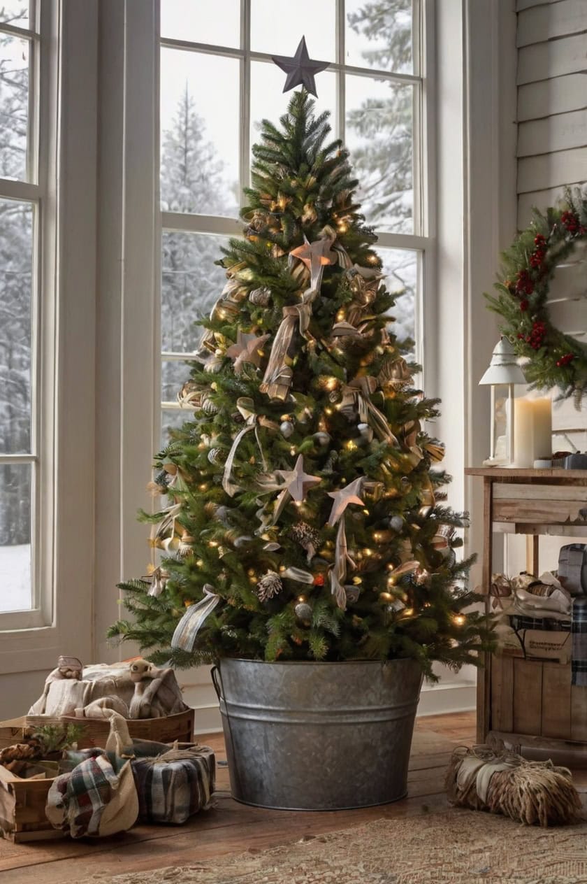 Cozy Farmhouse Christmas Tree Decor 4