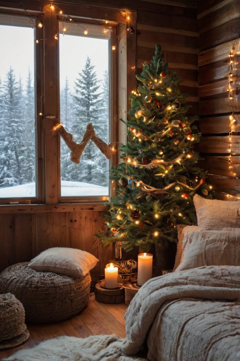 Cozy Rustic Christmas Vibes Decoration Ideas for Dorm Room