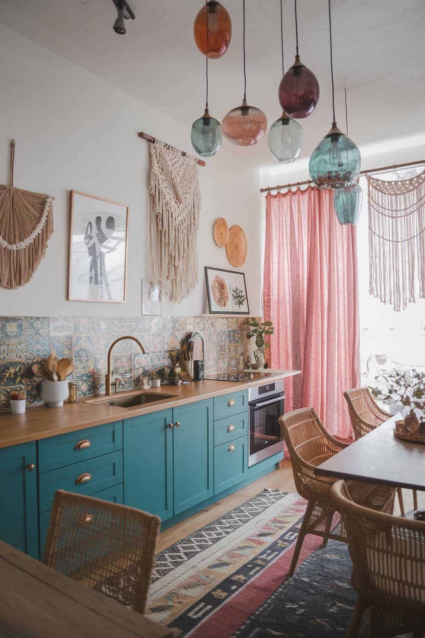 Creative And Vibrant Modern Boho Kitchen Design