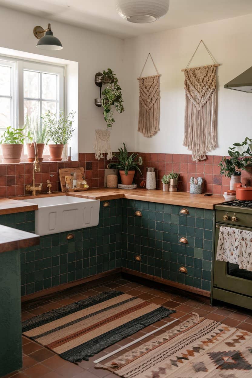 Earthy And Textured Vibes For Colorful Boho Kitchen Ideas