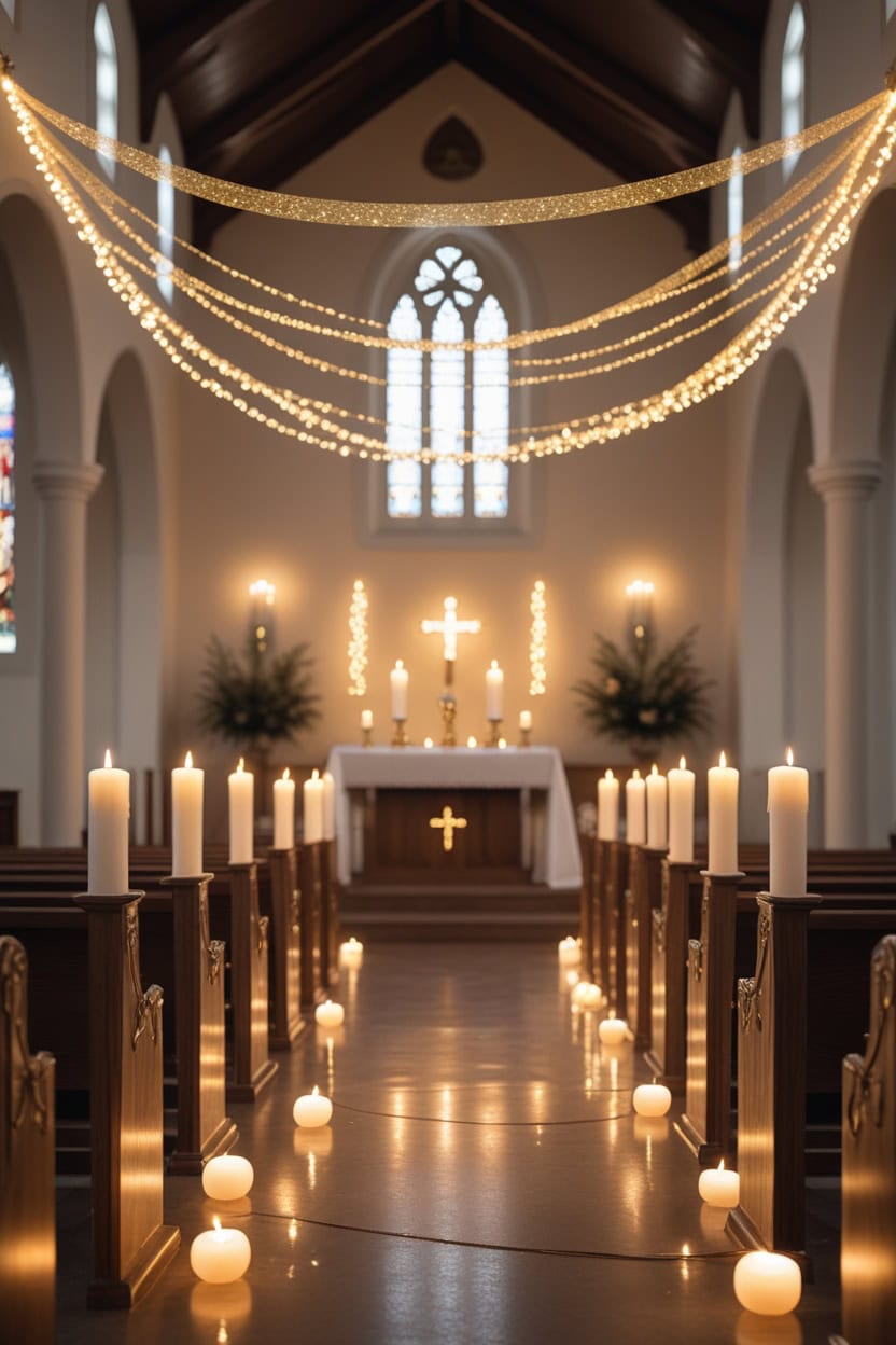 Elegant Candlelit Sanctuary New Year Decoration Ideas for Church