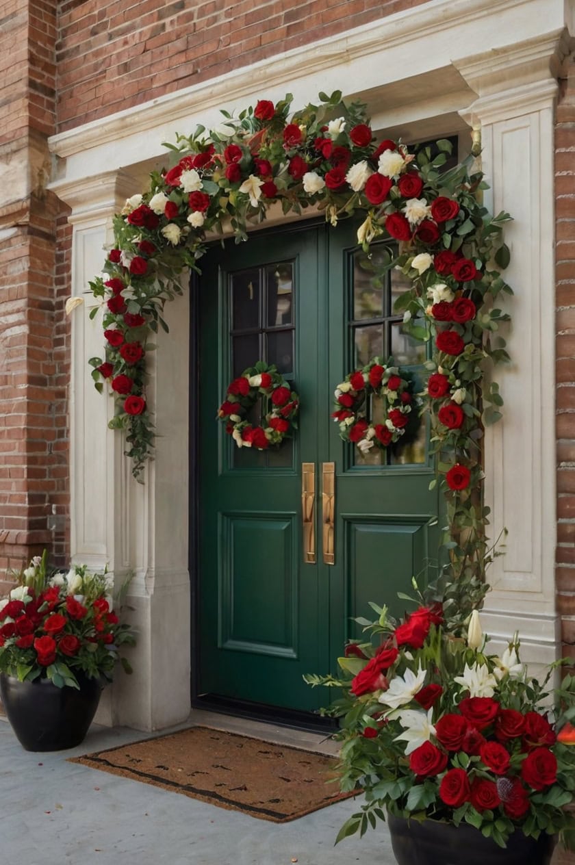 Elegant Floral Christmas Dorm Room Door Decorating Ideas