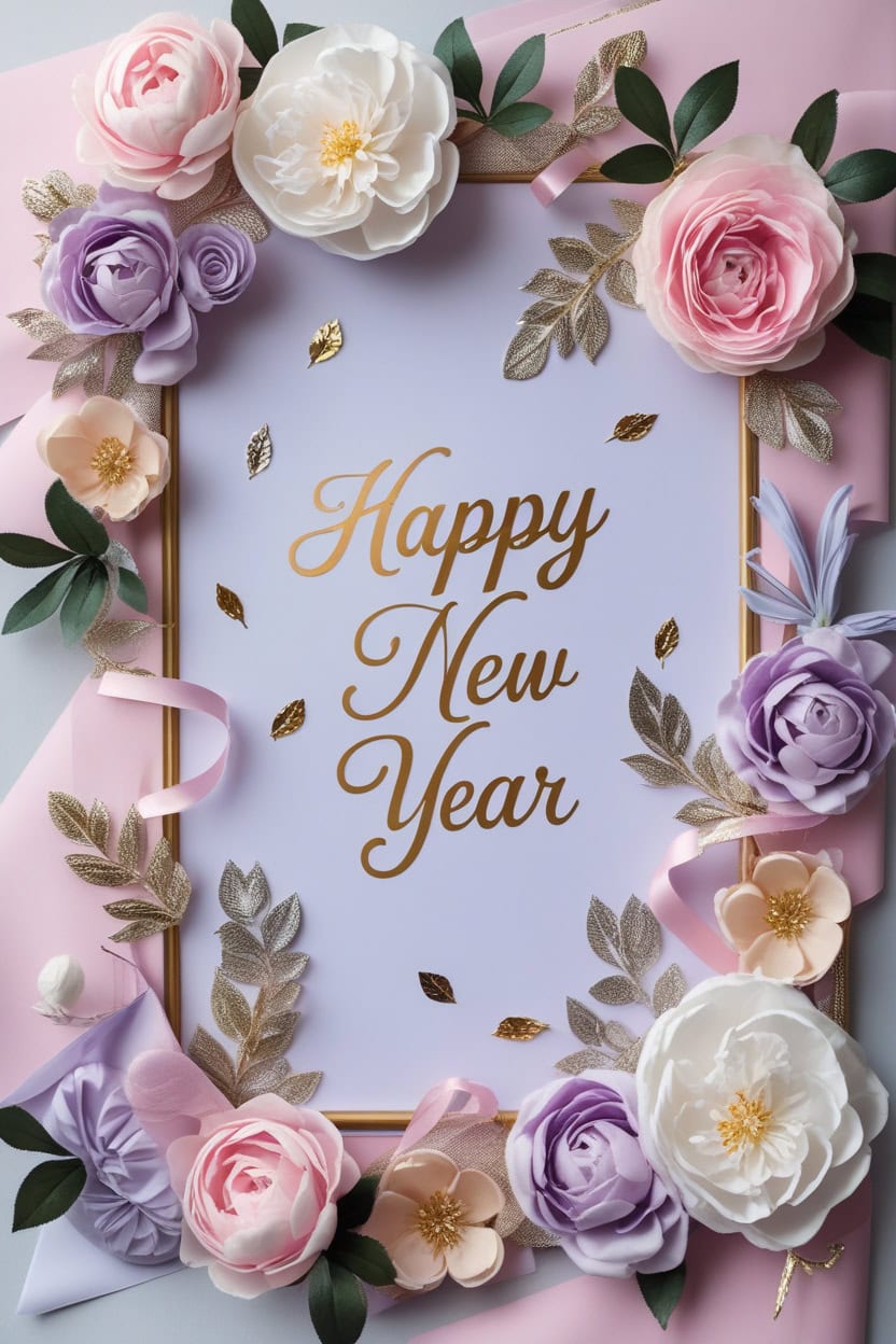 Elegant Floral New Year New Year Decoration Ideas for Notice Board