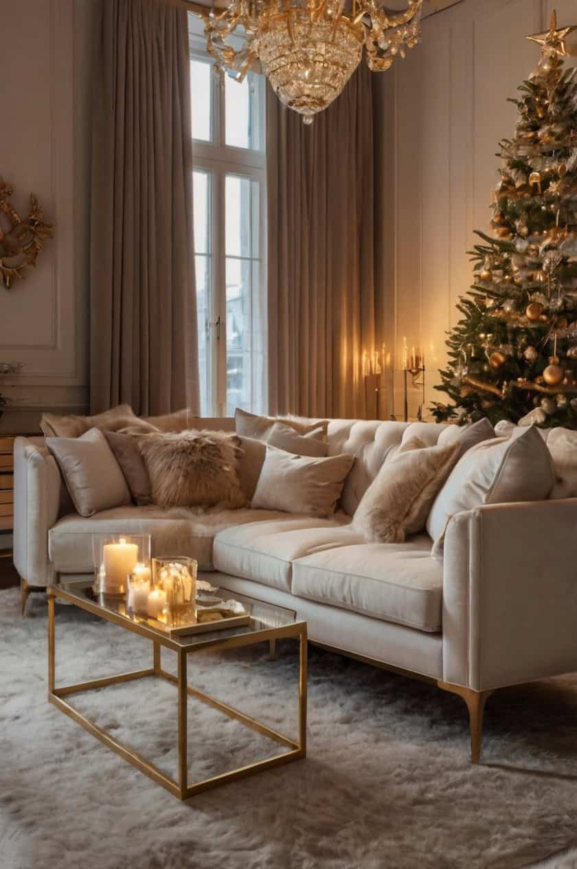 Elegant Gold And White Festivities Cozy Old World Christmas Interior Decor