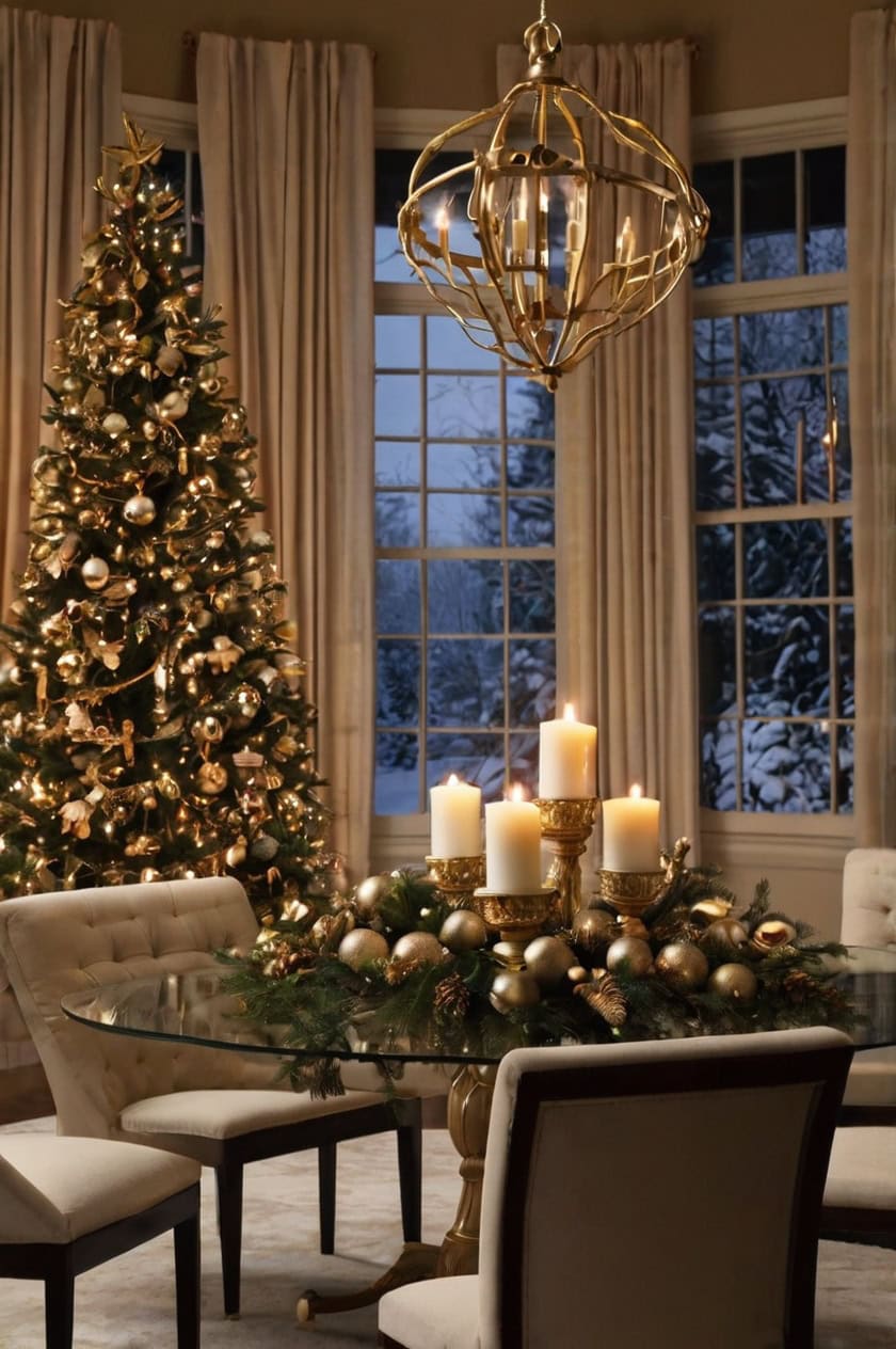 Elegant Gold And White Glow Christmas Lights