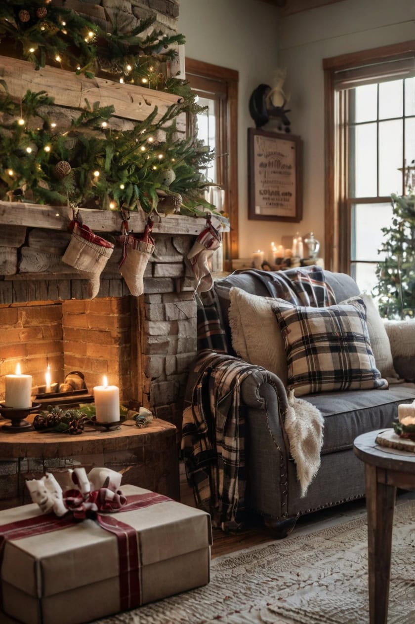 Farmhouse Christmas Cozy Small Living Room Christmas Decorating Ideas