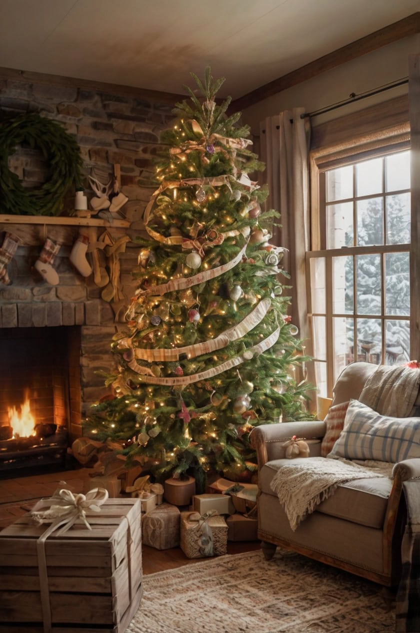 Farmhouse Christmas Tree Cozy Country Decorating Ideas