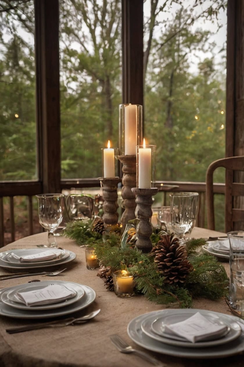 Festive Woodland Retreat Living Room Table Christmas Decoration Ideas