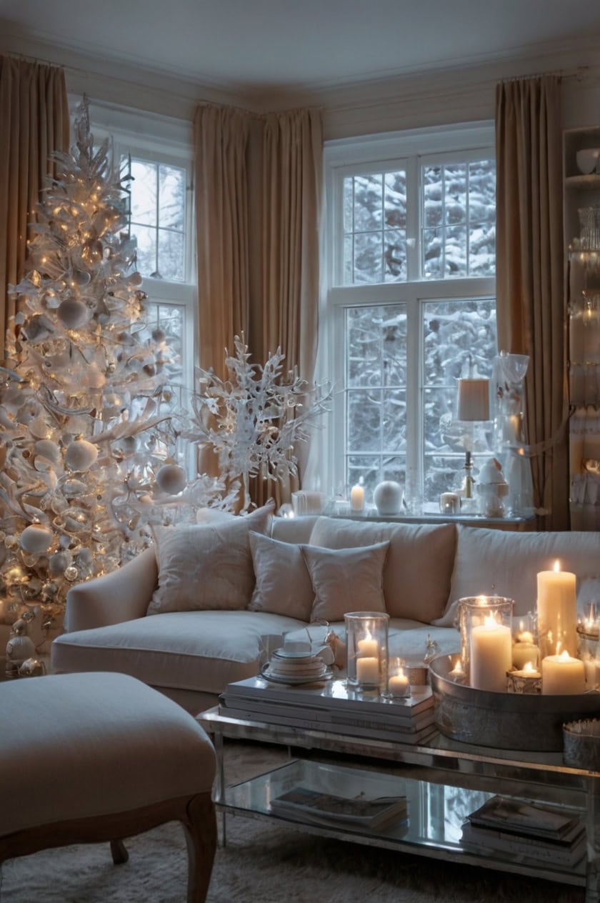 Frosted Winter Wonderland Elegant Christmas Decorating Ideas for Living Rooms