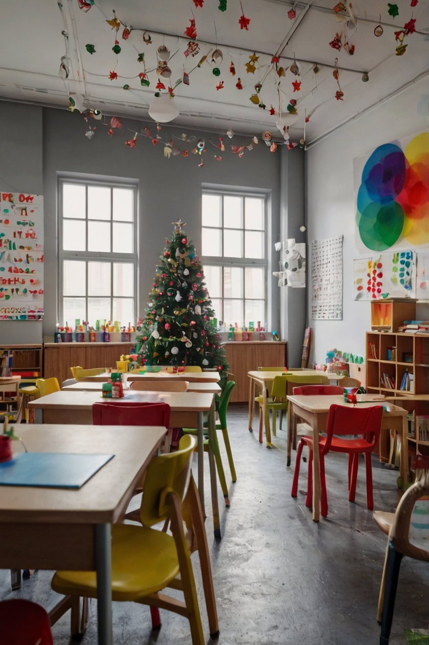 Funky Modern Art Class Room Decoration Ideas for Christmas