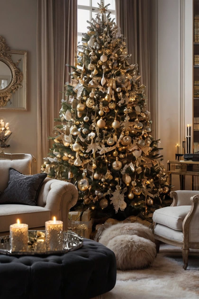 Glamorous Christmas Decor Living Room Ideas No Fireplace