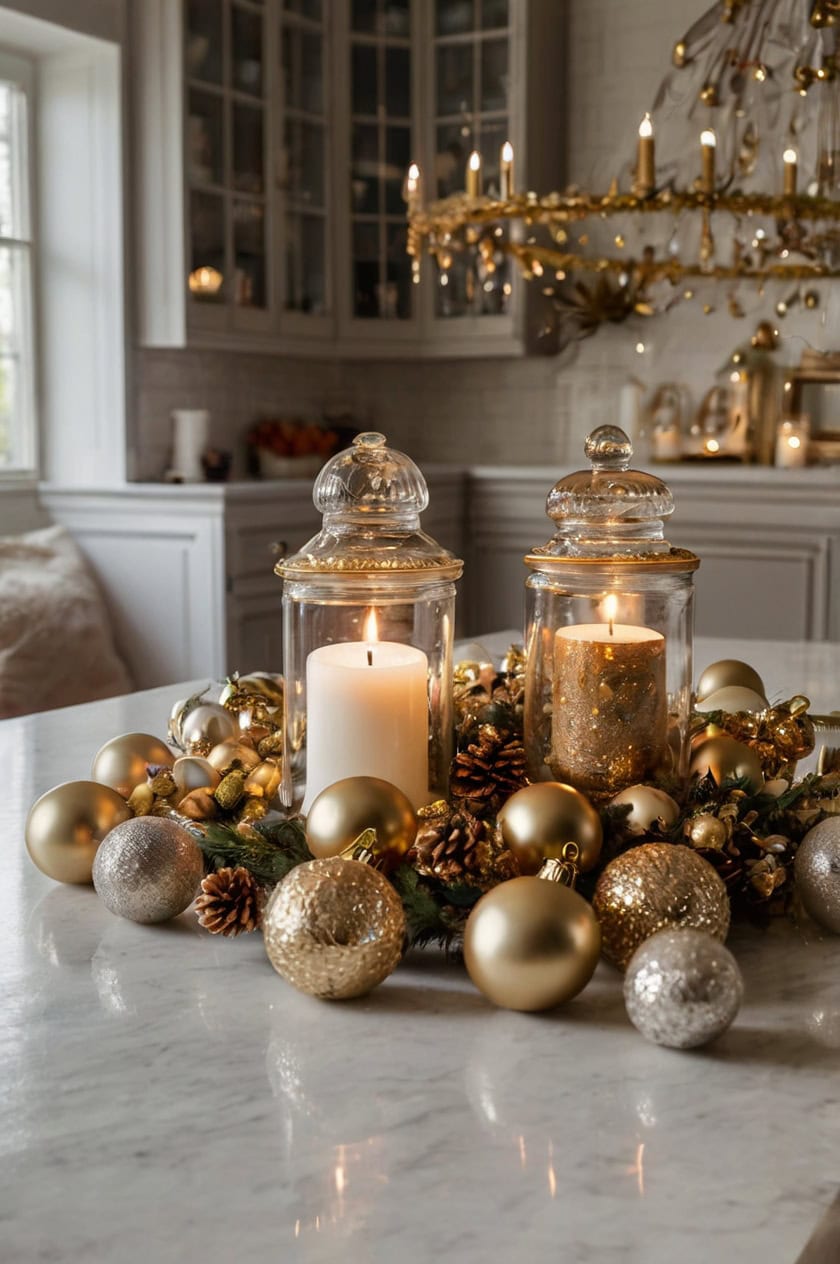 Glamorous Gold And White Cozy Christmas Kitchen