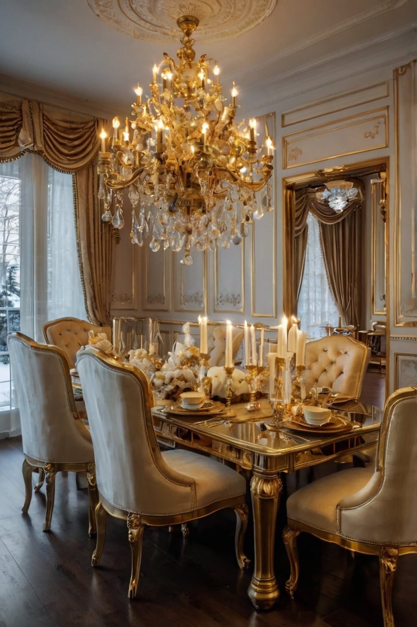 Gold And Glamour Formal Dining Room Christmas Decorating Ideas