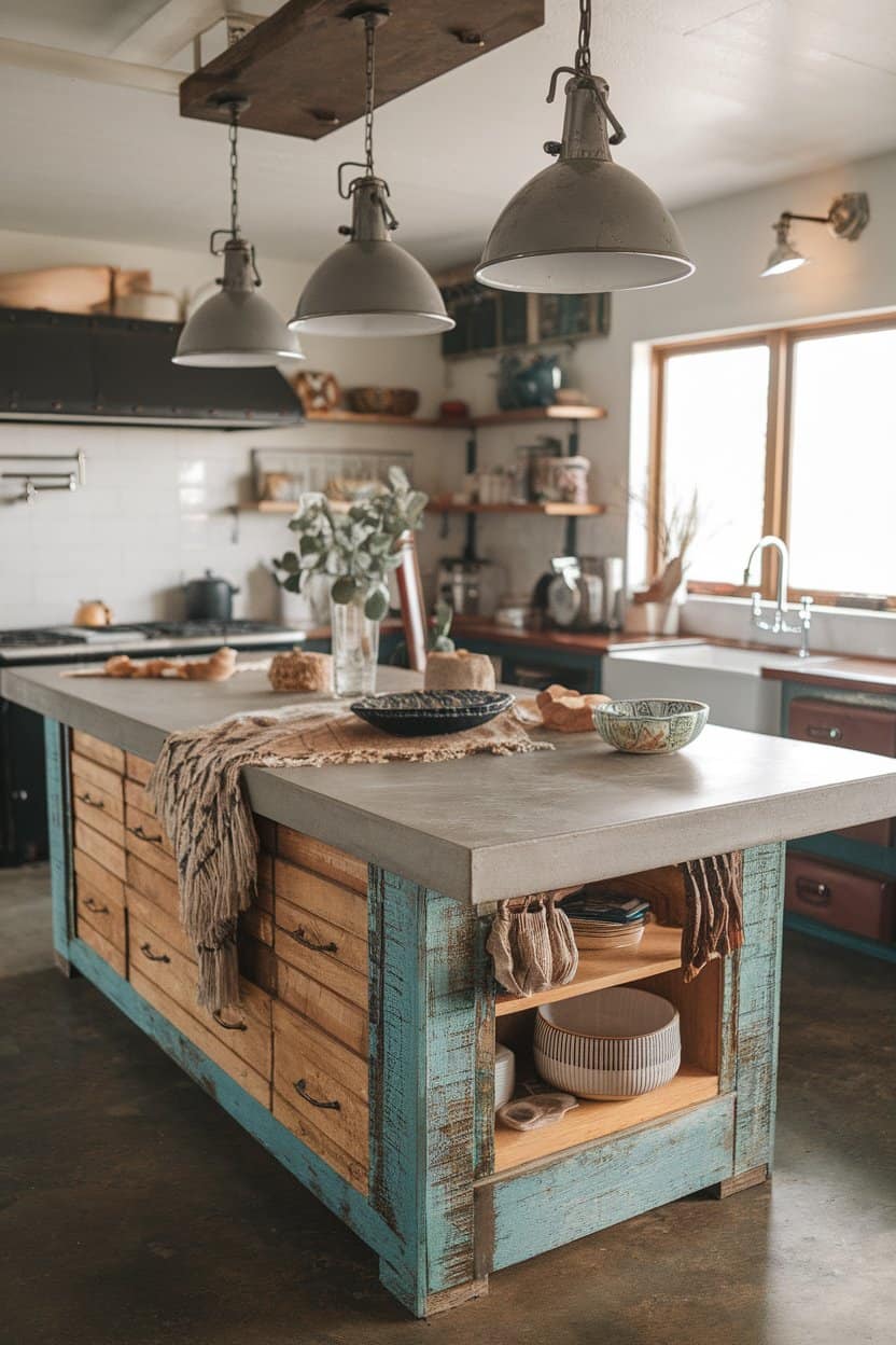 Industrial Boho Kitchen Island ideas