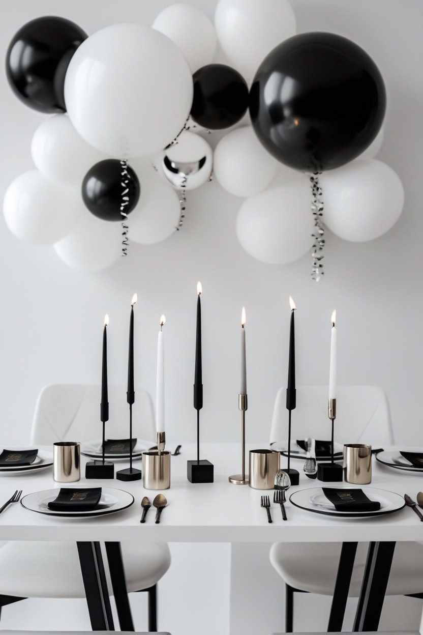 Minimalist Black And White New Year Decoration Ideas for Adults