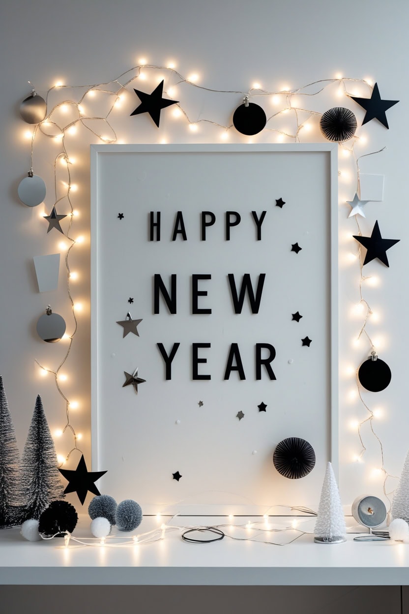 Minimalist Modern Chic New Year Decoration Ideas for Notice Board