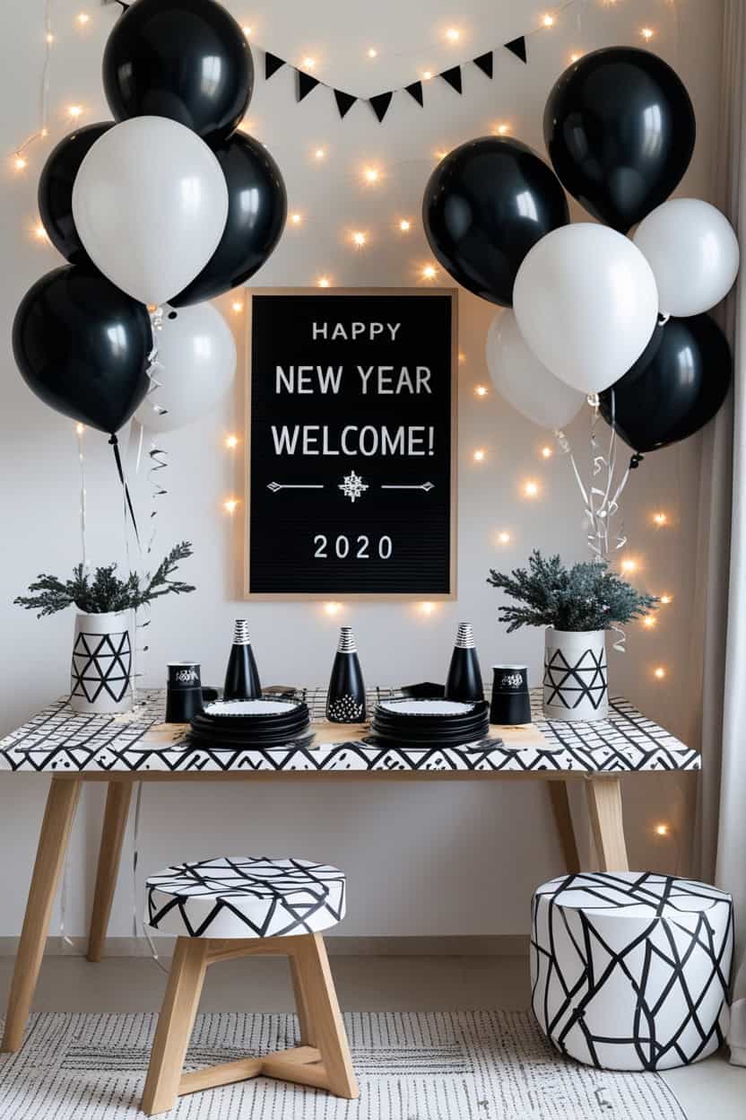 Minimalist Monochrome Magic New Year Decoration Ideas at Home