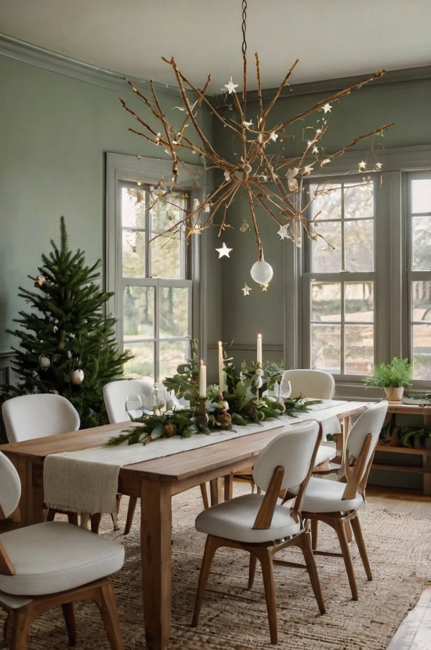 Minimalist Scandinavian Style Christmas Decorating Ideas For Dining Room Chandelier