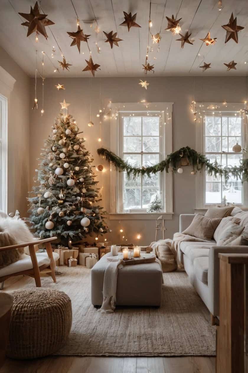 Minimalist Scandinavian Style Room Ceiling Christmas Decor Ideas