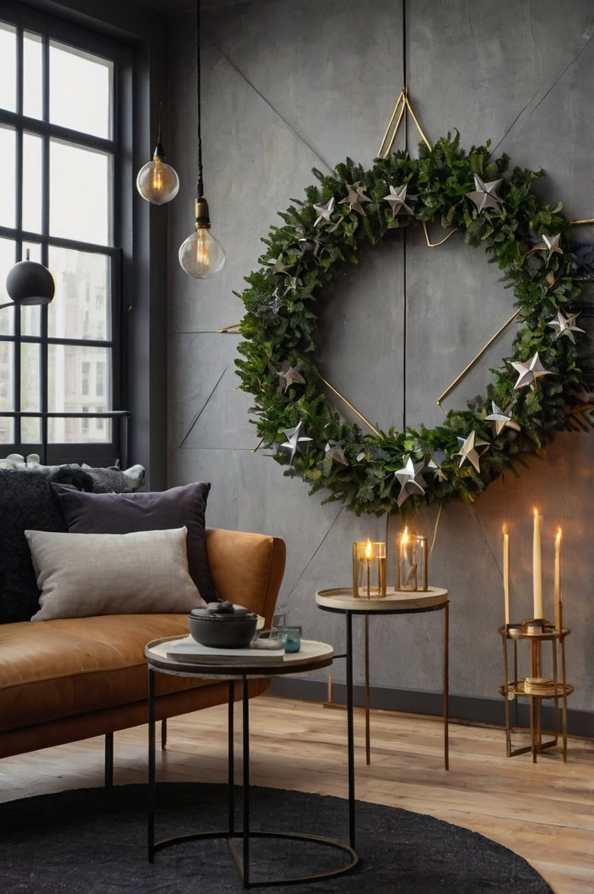 Modern Industrial Christmas Decorations Ideas for Living Room Without Tree